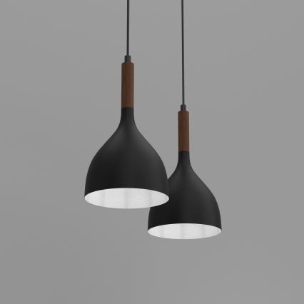Lustr na lanku NOAK WOOD 2xE27/15W/230V černá/buk