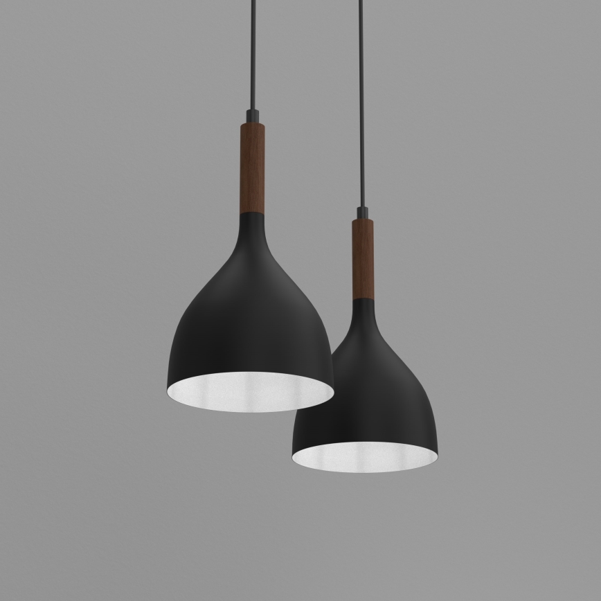 Lustr na lanku NOAK WOOD 2xE27/15W/230V černá/buk
