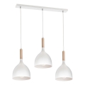 Lustr na lanku NOAK WOOD 3xE27/15W/230V bílá/buk