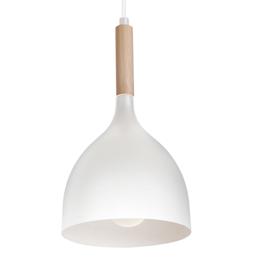 Lustr na lanku NOAK WOOD 3xE27/15W/230V bílá/buk
