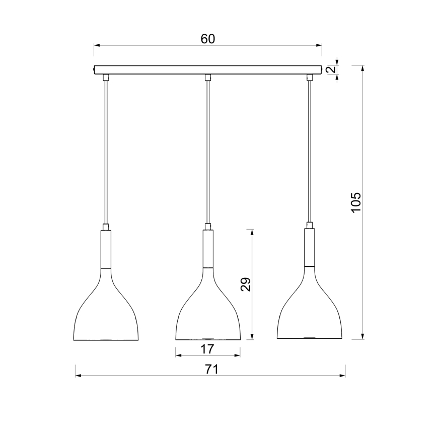 Lustr na lanku NOAK WOOD 3xE27/15W/230V bílá/buk