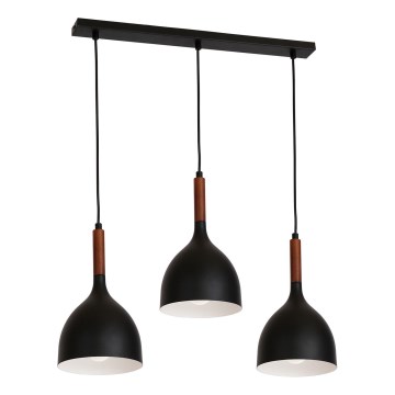 Lustr na lanku NOAK WOOD 3xE27/15W/230V černá/buk