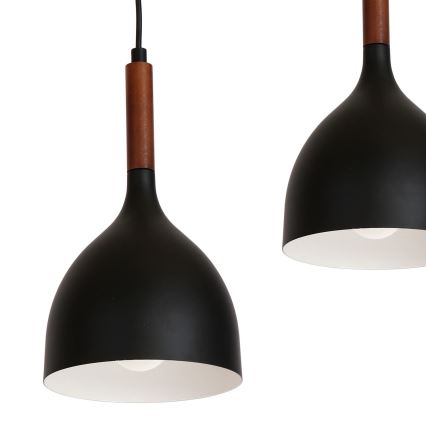Lustr na lanku NOAK WOOD 3xE27/15W/230V černá/buk