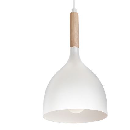 Lustr na lanku NOAK WOOD 4xE27/15W/230V bílá/buk