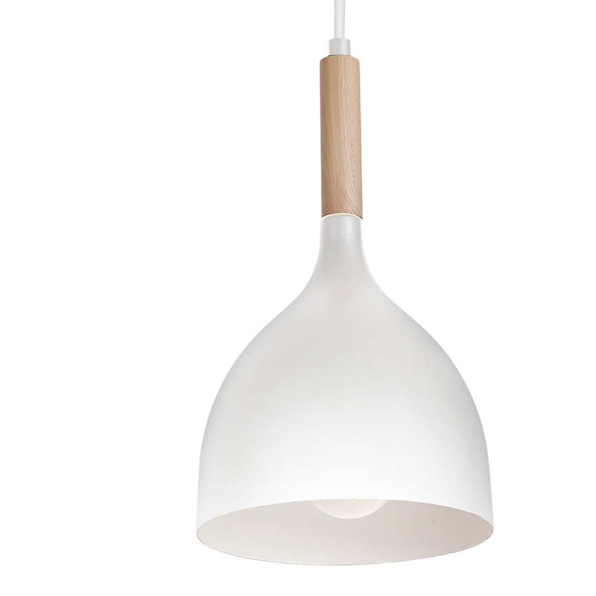Lustr na lanku NOAK WOOD 4xE27/15W/230V bílá/buk