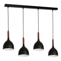 Lustr na lanku NOAK WOOD 4xE27/15W/230V černá/buk
