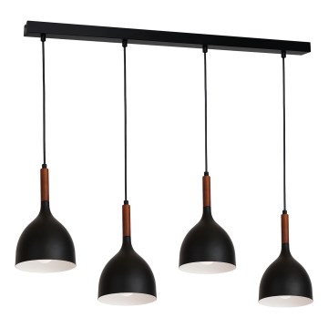Lustr na lanku NOAK WOOD 4xE27/15W/230V černá/buk