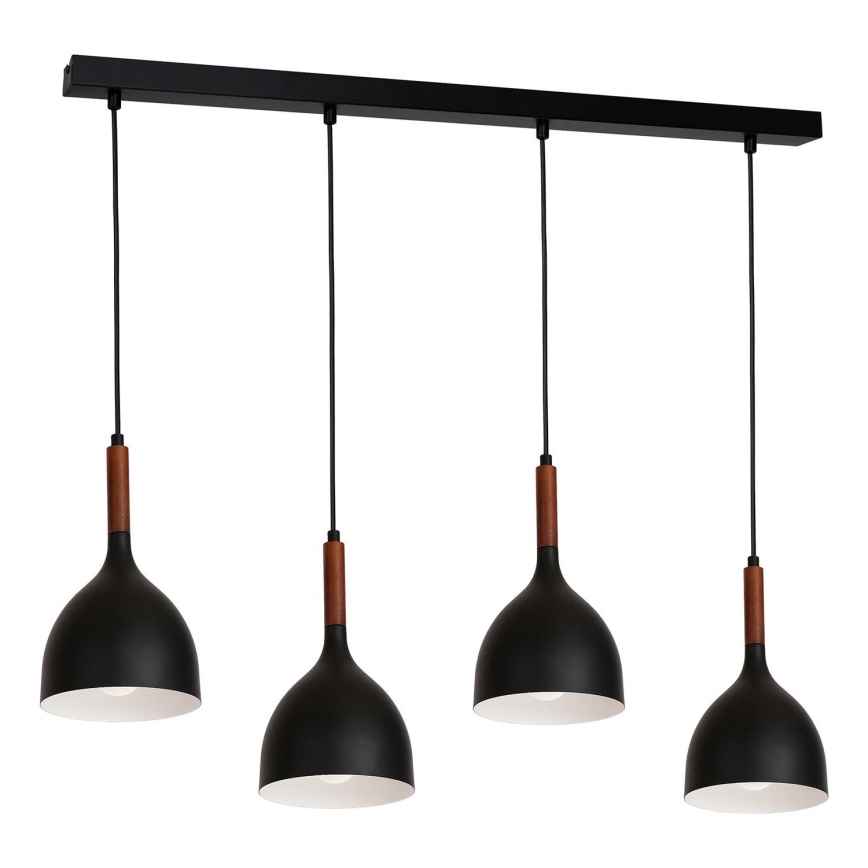 Lustr na lanku NOAK WOOD 4xE27/15W/230V černá/buk