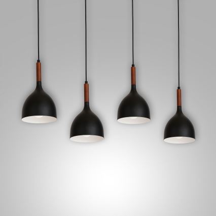 Lustr na lanku NOAK WOOD 4xE27/15W/230V černá/buk