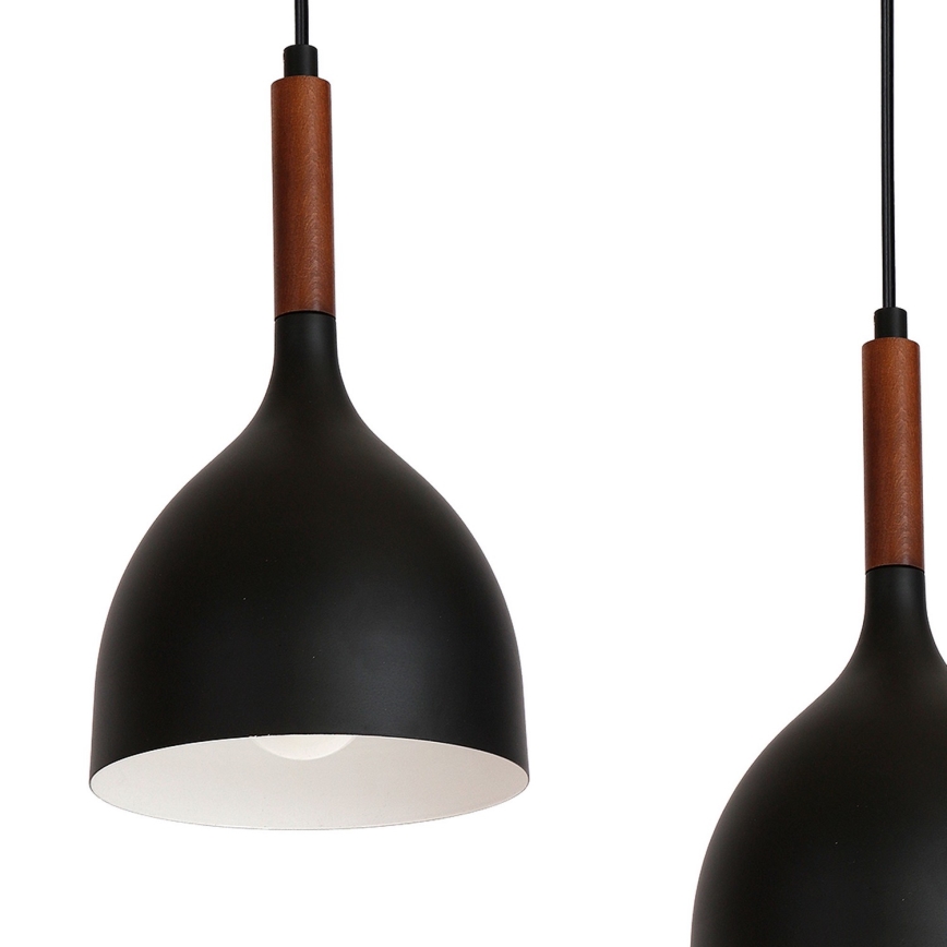Lustr na lanku NOAK WOOD 4xE27/15W/230V černá/buk