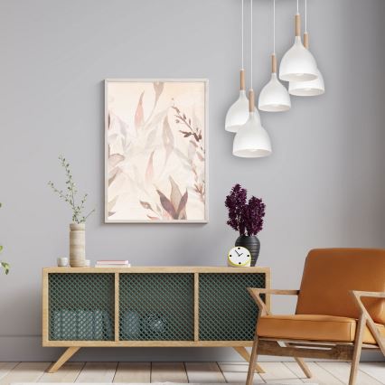 Lustr na lanku NOAK WOOD 5xE27/15W/230V bílá/buk