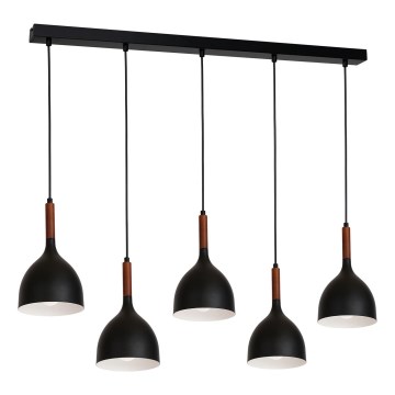 Lustr na lanku NOAK WOOD 5xE27/15W/230V černá/buk