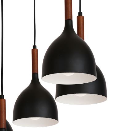 Lustr na lanku NOAK WOOD 5xE27/15W/230V černá/buk