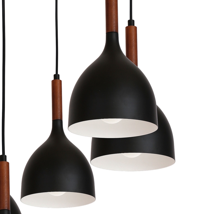Lustr na lanku NOAK WOOD 5xE27/15W/230V černá/buk