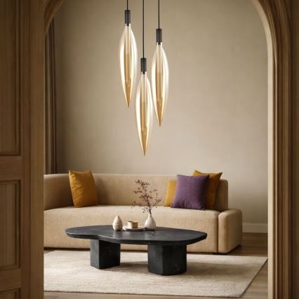 Lustr na lanku NORDIC 1xG9/5W/230V černá/kouřová béžová