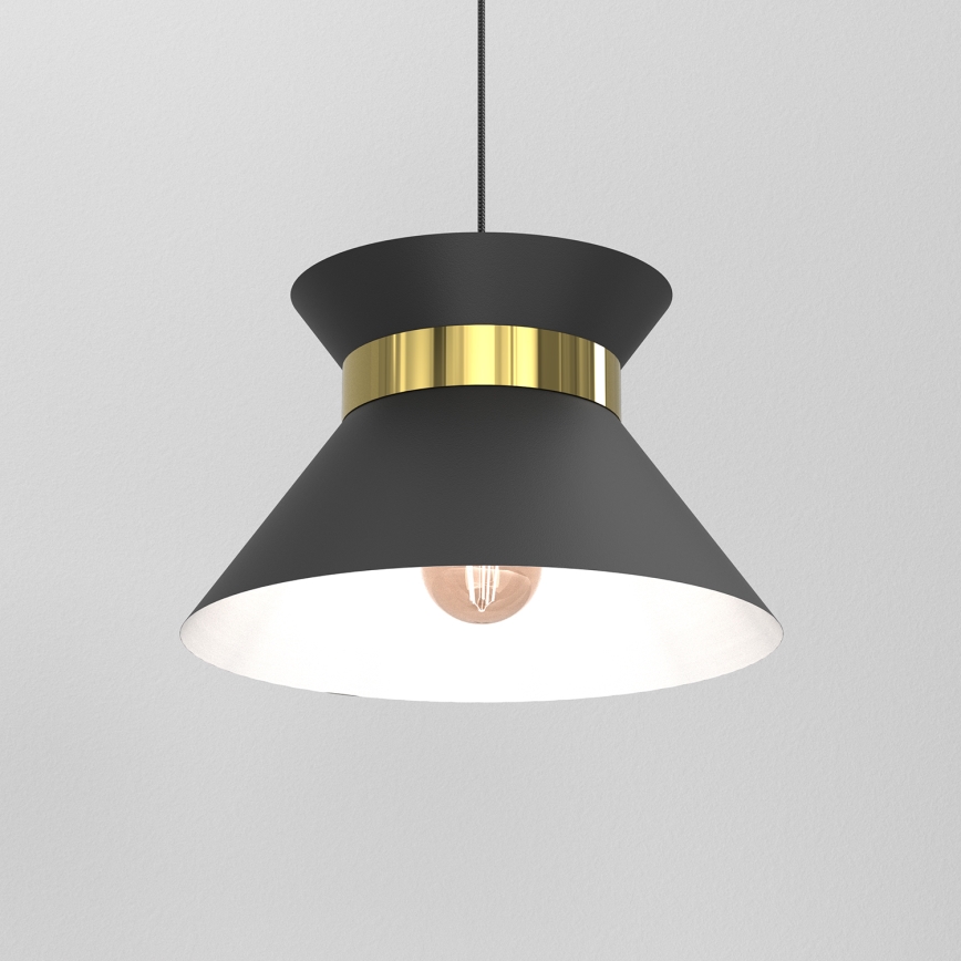 Lustr na lanku NORGE 1xE27/15W/230V černá/zlatá