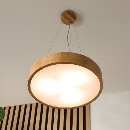 Lustr na lanku OAK 3xE27/60W/230V dub pr. 47,5 cm