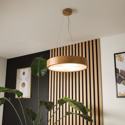 Lustr na lanku OAK 3xE27/60W/230V dub ø 47,5 cm - FSC certifikováno