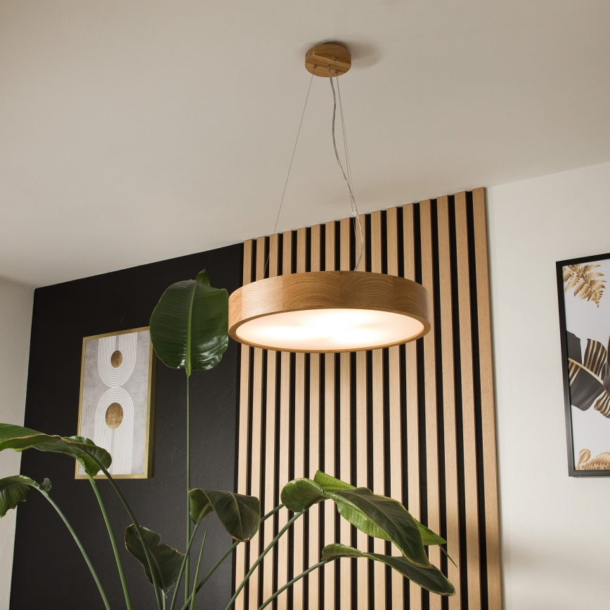 Lustr na lanku OAK 3xE27/60W/230V dub ø 47,5 cm - FSC certifikováno