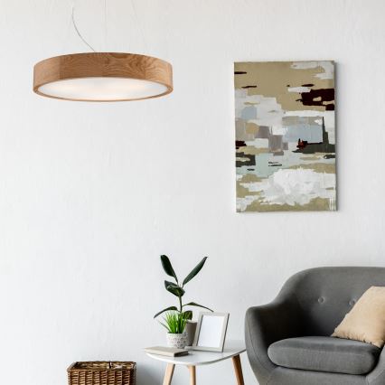 Lustr na lanku OAK 3xE27/60W/230V dub ø 47,5 cm - FSC certifikováno