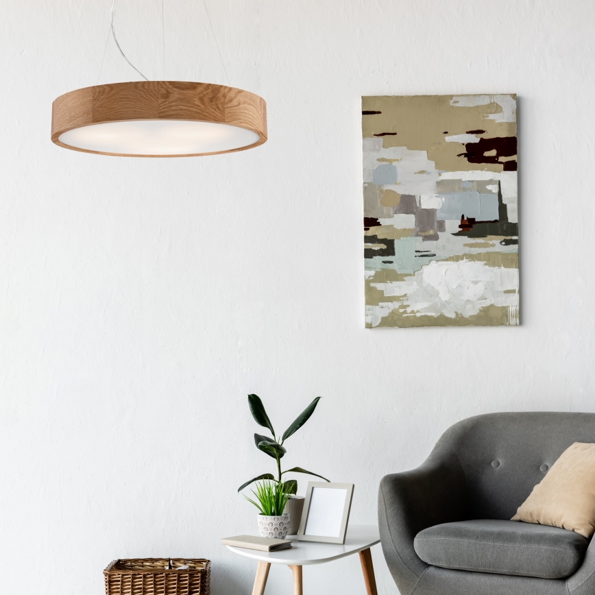 Lustr na lanku OAK 3xE27/60W/230V dub ø 47,5 cm - FSC certifikováno