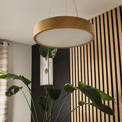 Lustr na lanku OAK 3xE27/60W/230V dub ø 47,5 cm - FSC certifikováno