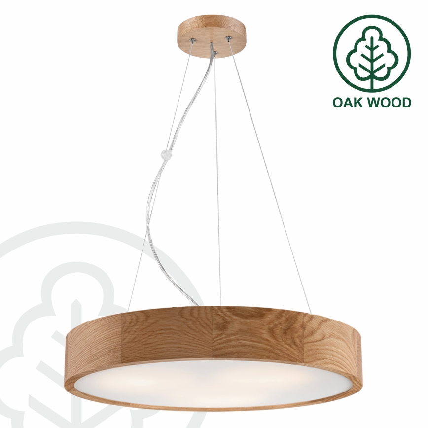 Lustr na lanku OAK 3xE27/60W/230V dub ø 47,5 cm - FSC certifikováno