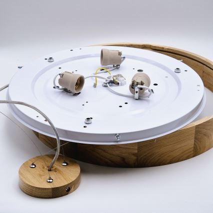 Lustr na lanku OAK 3xE27/60W/230V dub ø 47,5 cm - FSC certifikováno