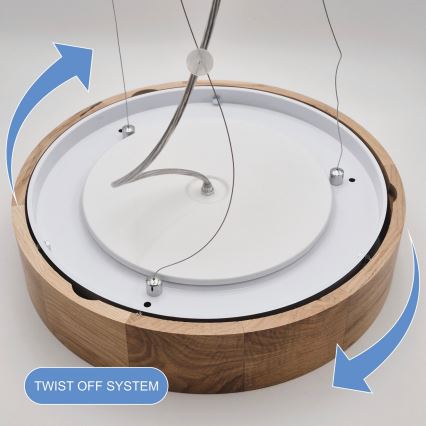Lustr na lanku OAK 3xE27/60W/230V dub ø 47,5 cm - FSC certifikováno