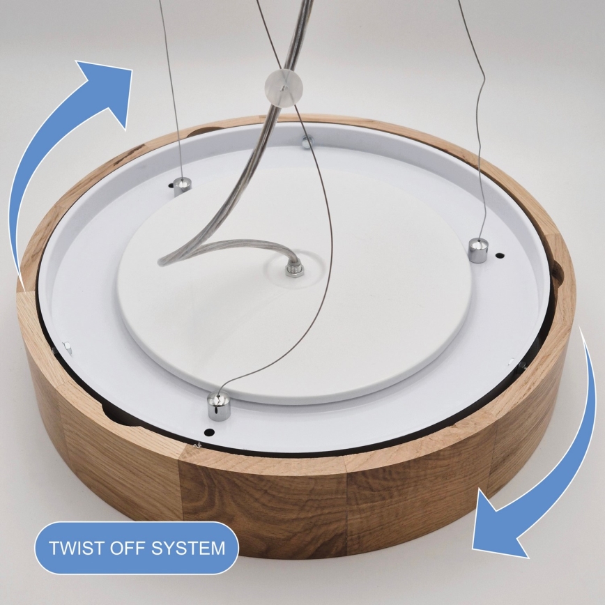 Lustr na lanku OAK 3xE27/60W/230V dub ø 47,5 cm - FSC certifikováno