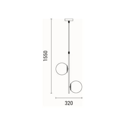 Lustr na lanku ORBA 2xE27/40W/230V mosaz