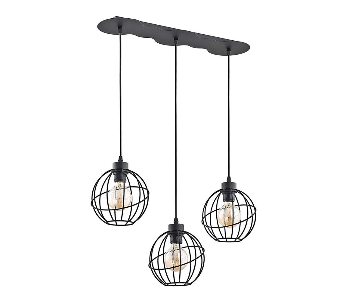 TK Lighting Lustr na lanku ORBITA BLACK 3xE27/60W/230V TK1627