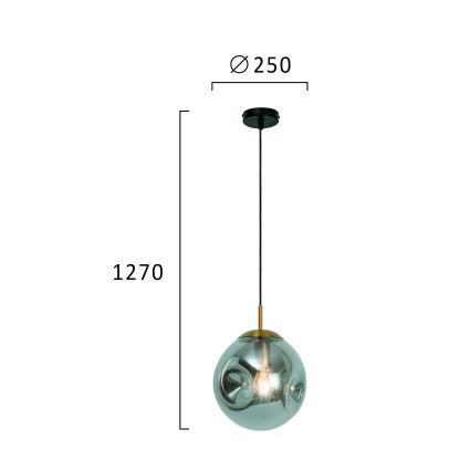 Lustr na lanku OSCAR 1xE27/40W/230V kouřová černá