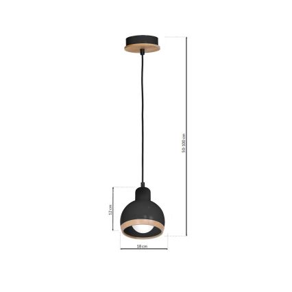 Lustr na lanku OVAL 1xE27/60W/230V černá