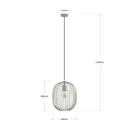 Lustr na lanku OVELLA 1xE27/15W/230V pr. 34 cm béžová