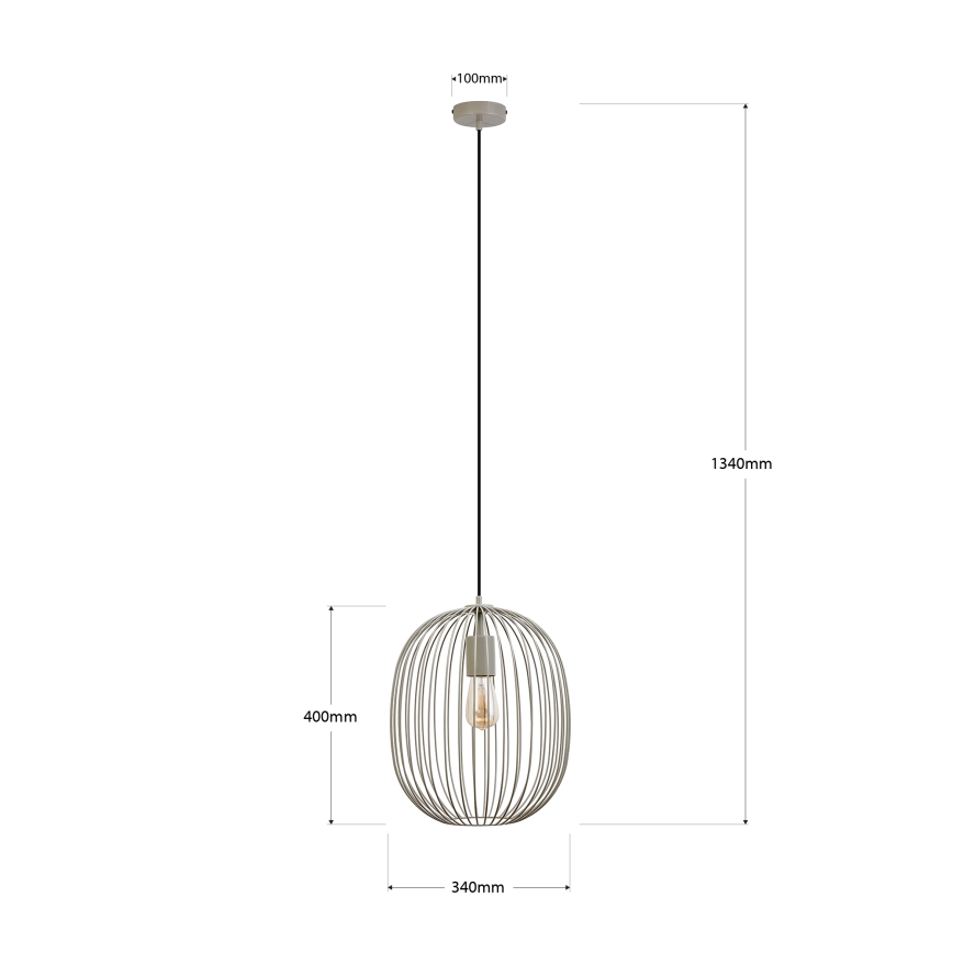 Lustr na lanku OVELLA 1xE27/15W/230V pr. 34 cm béžová