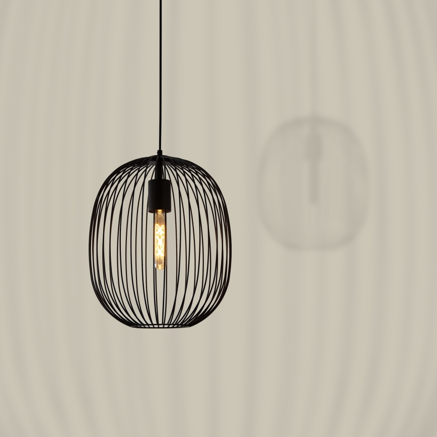 Lustr na lanku OVELLA 1xE27/15W/230V pr. 34 cm černá