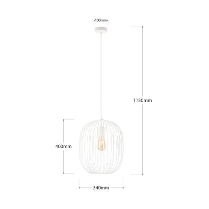 Lustr na lanku OVELLA 1xE27/15W/230V pr. 34 cm krémová