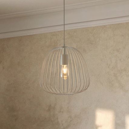 Lustr na lanku OVELLA 1xE27/15W/230V pr. 36 cm krémová