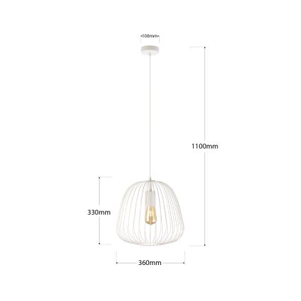Lustr na lanku OVELLA 1xE27/15W/230V pr. 36 cm krémová