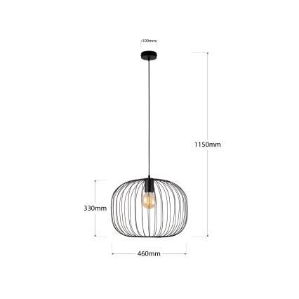 Lustr na lanku OVELLA 1xE27/15W/230V pr. 46 cm černá