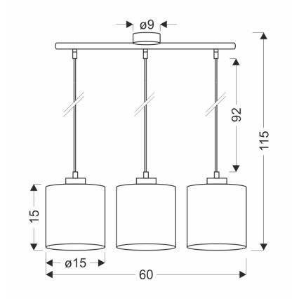 Lustr na lanku PATTI 3xE27/60W/230V zelená