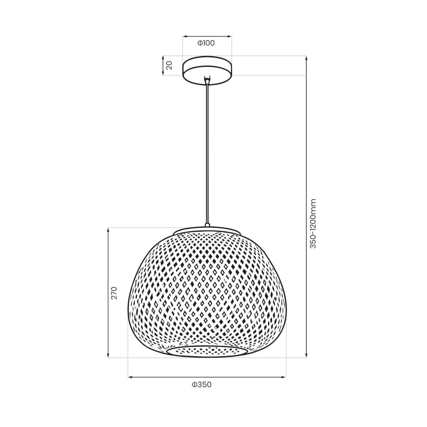 Lustr na lanku PETRA 1xE27/15W/230V pr. 35 cm bambus