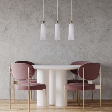 Lustr na lanku PIEGA 3xE14/40W/230V mosaz/bílá