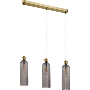 Lustr na lanku PIEGA 3xE14/40W/230V mosaz/kouřová černá