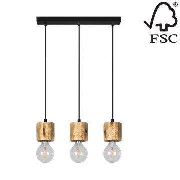 Lustr na lanku PINO 3xE27/60W/230V borovice – FSC certifikováno
