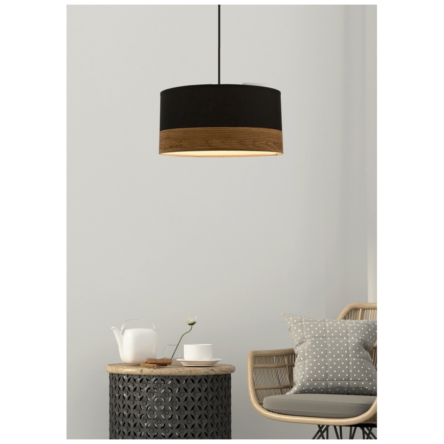 Lustr na lanku PORTO 1xE27/60W/230V černá/hnědá