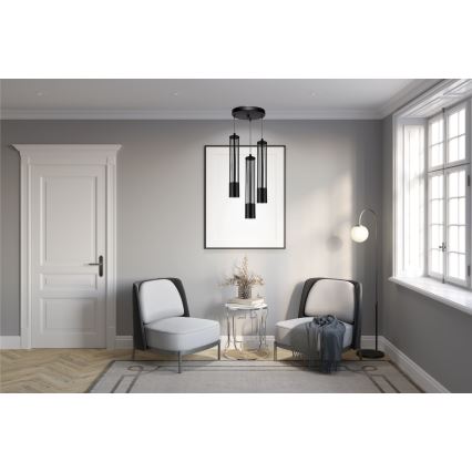 Lustr na lanku PRESCOT 3xGU10/40W/230V pr. 35 cm černá