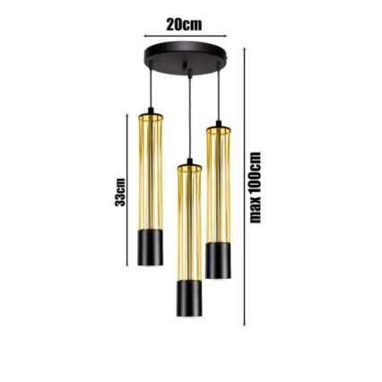 Lustr na lanku PRESCOT 3xGU10/40W/230V zlatá