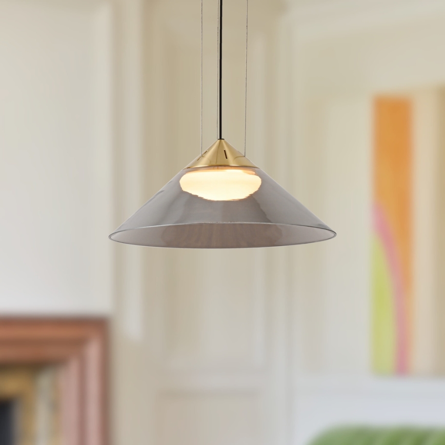 Lustr na lanku PRESTO 1xGX53/10W/230V pr. 34 cm zlatá/kouřová šedá